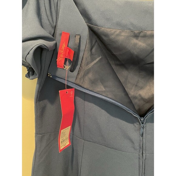 Blue Square Neck Puff Sleeve Jumpsuit Elegant Party Casual‎ - Picture 7 of 8